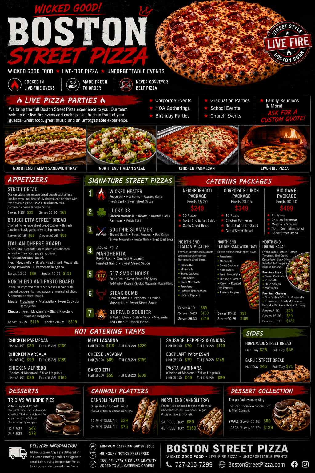 Boston Street Pizza Menu