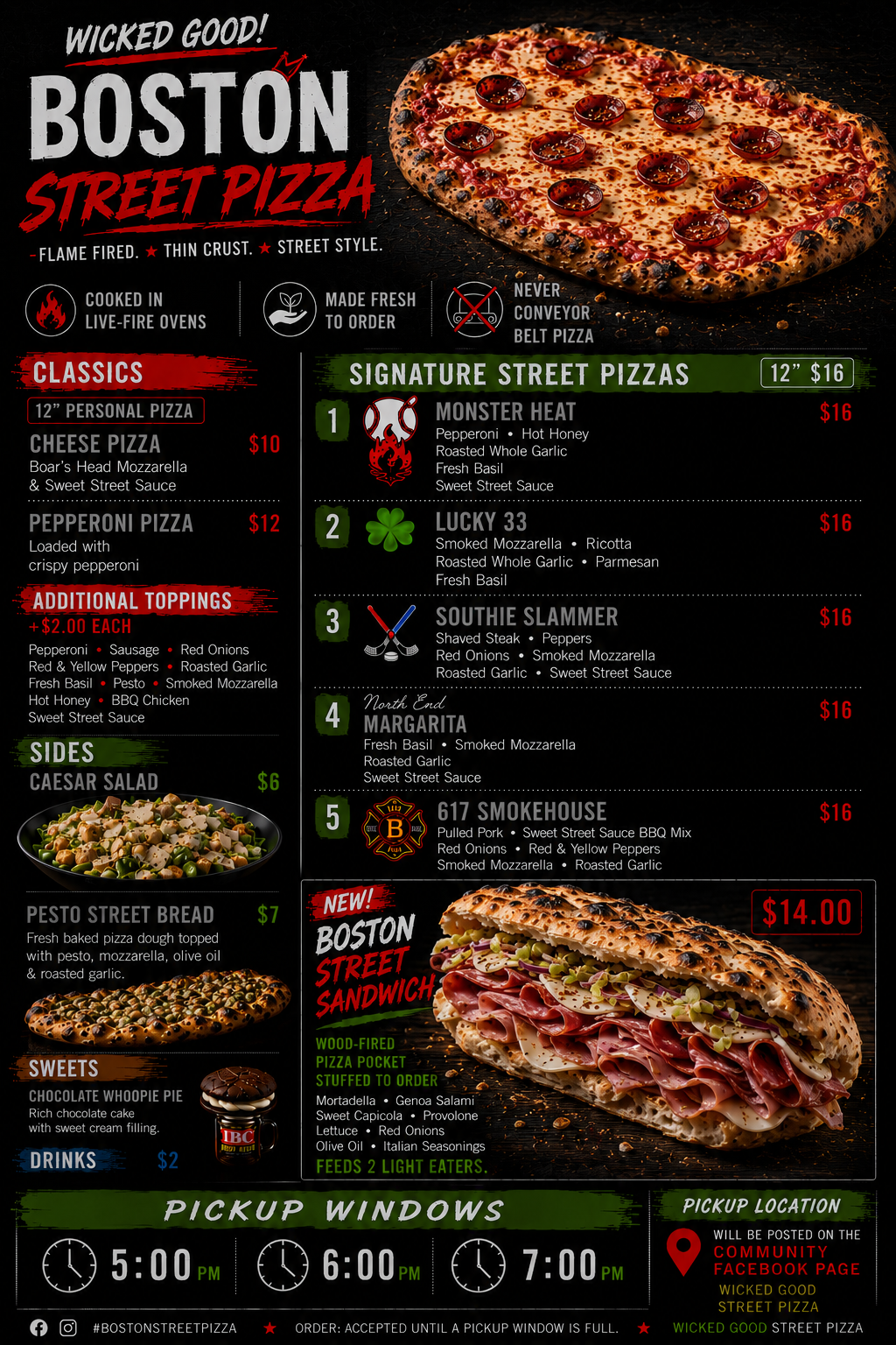 Boston Street Pizza Menu